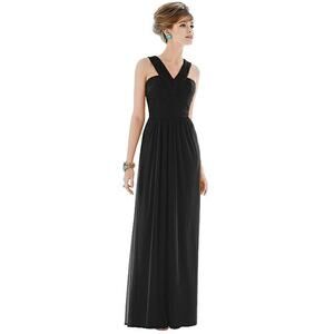 NEW Alfred Sung Size 0 Chiffon Sleeveless Halter Maxi Black Dress $231 msrp J4-7